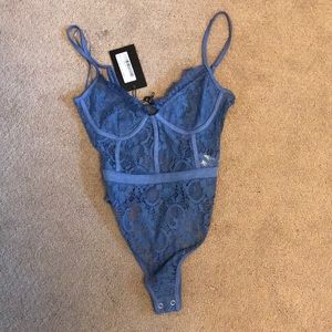 Blue lace bodysuit